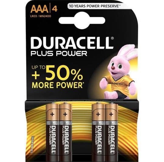 DURACELL PLUS POWER BATTERIER AAA LR03 4 STK