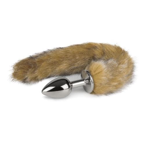EASYTOYS FOX TAIL PLUG SILVER - ELEGANT METAL PLUG MED BLØD BRUN RÆVEHALE - Nautii.dk