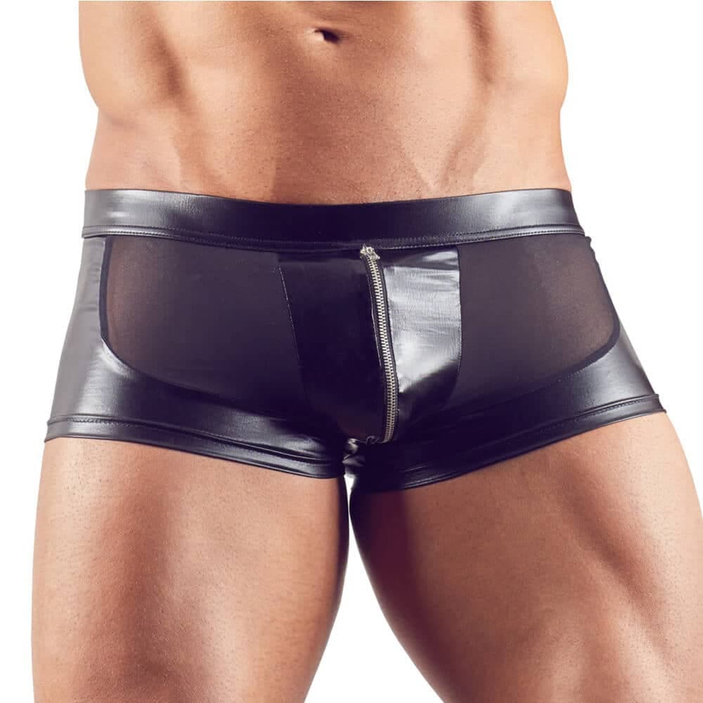 SvenJoyment Wetlook Boksershorts med Lynlås Sort - S - Private Play