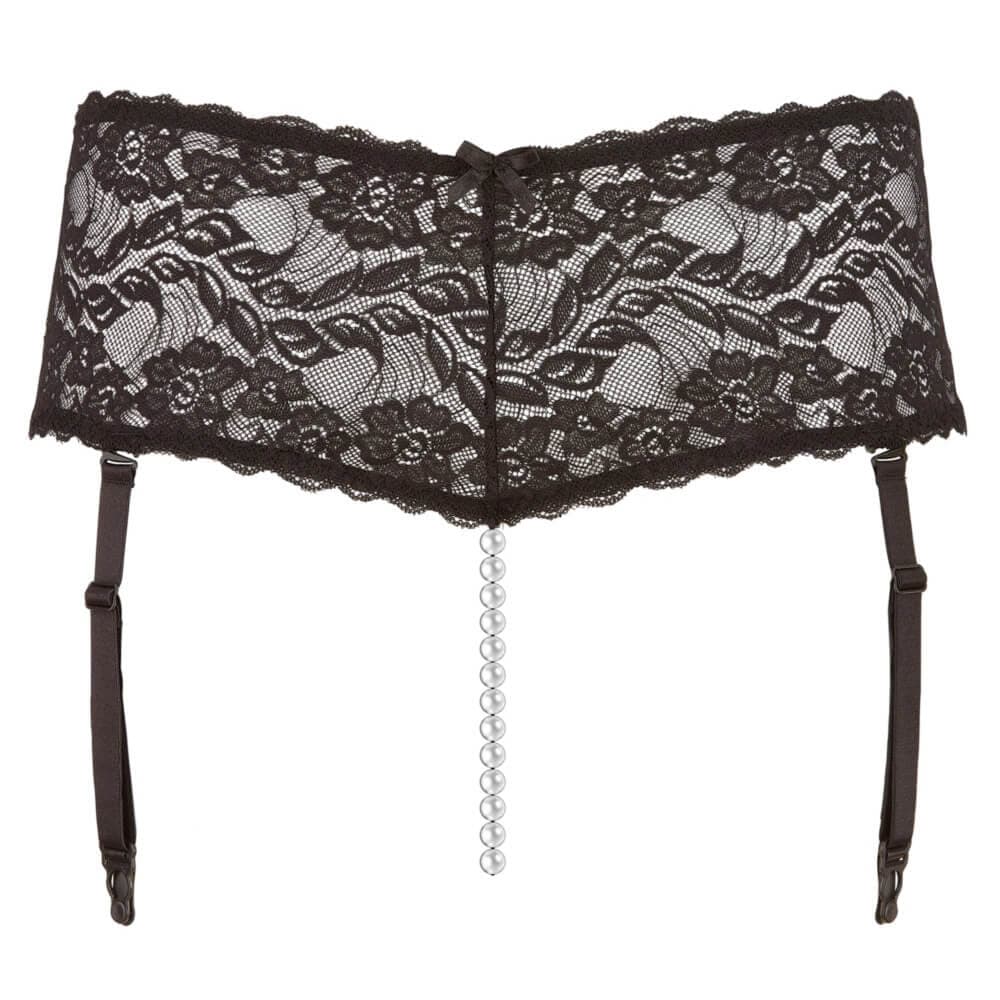 Cottelli Curves Hofteholder Sort med perlesnor - XXL - Private Play