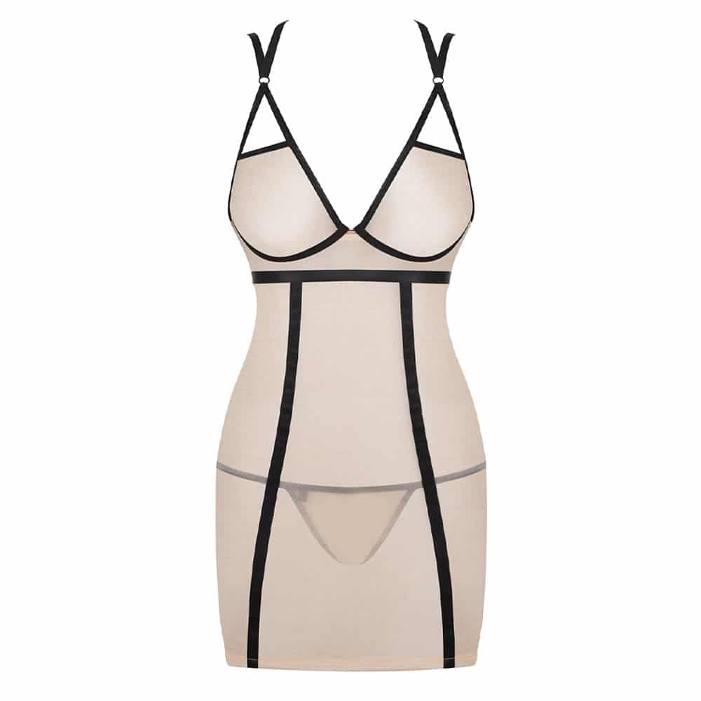 Obsessive Nudelia Chemise og G-Streng Nude - S/M