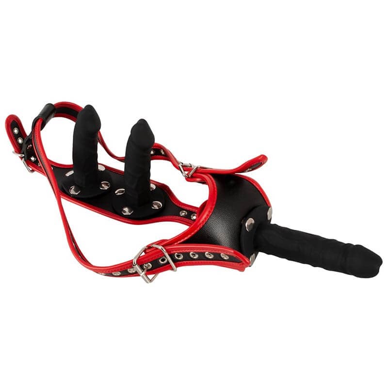 Bad Kitty Strap-On Harness Rød og Sort - S/M - Private Play
