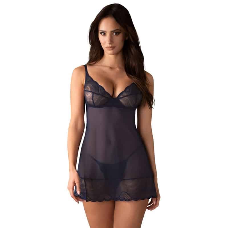 Obsessive Nightly Blue Chemise sæt - XS/S - Private Play