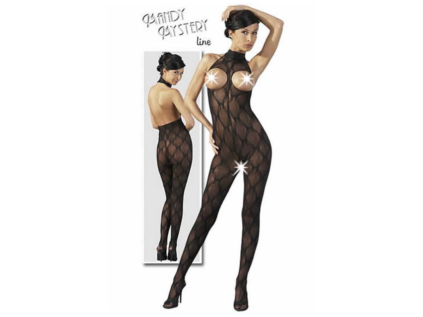 Catsuit brystfri Sort