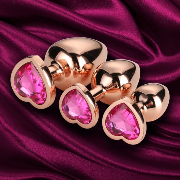 Rosegold Hjerte Buttplug Sæt - SMRS.dk