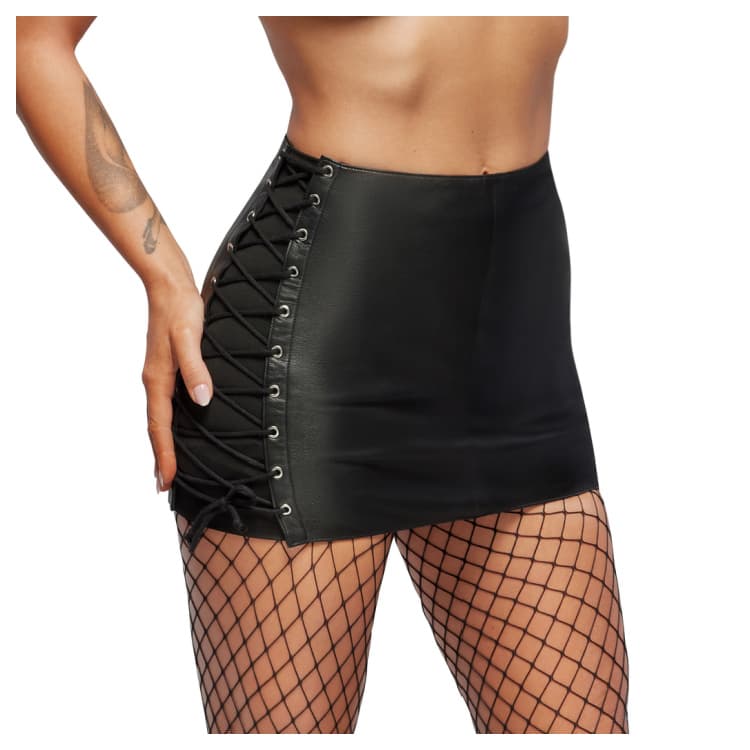 Læder Nederdel med Snører på Siderne - SMRS.dk