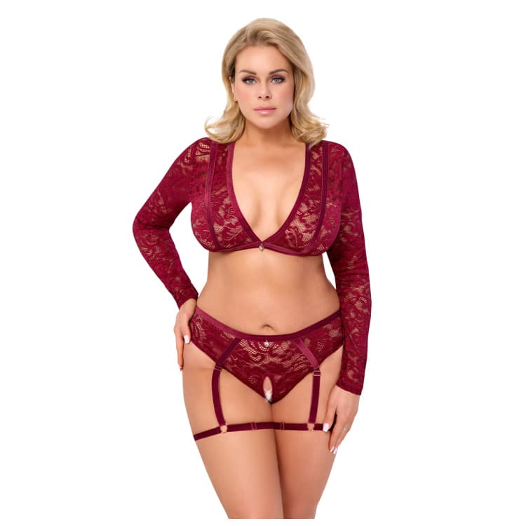 Plus Size Blonde Top og Bundløse Hofteholder Trusse - SMRS.dk