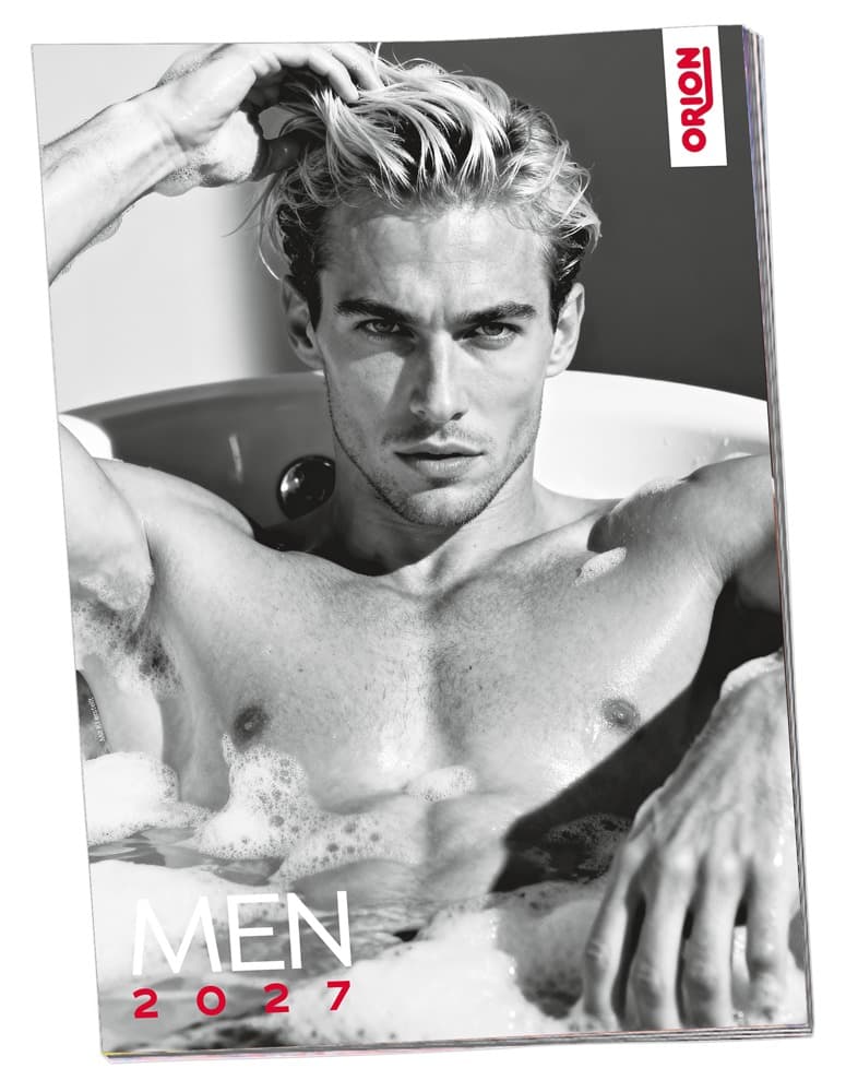 Pin-up-kalender "Men 2027" i sort-hvid og i stort format - ORION Erotik Shop