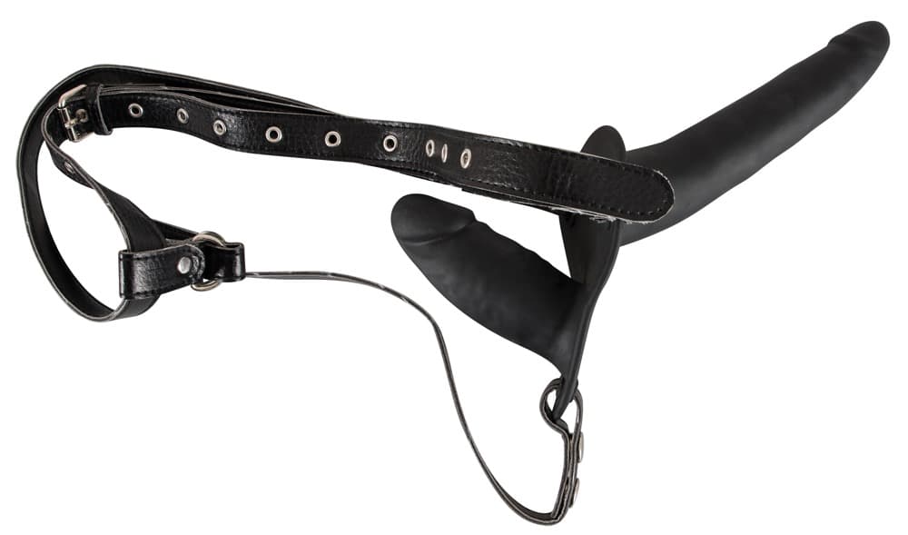 Strap-On "žDouble Black Silicone" med dobbeltdildo