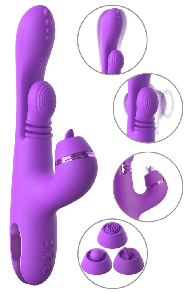 Rabbitvibrator "IntiMotion Pulse Pro" inklusive 3 klitoris-påsætninger - ORION Erotik Shop