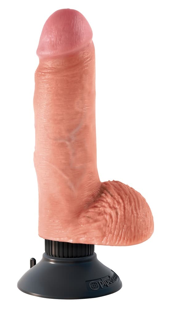 Naturvibrator "žVibrating Cock with Balls" med sugekop, som kan skrues af - ORION Erotik Shop
