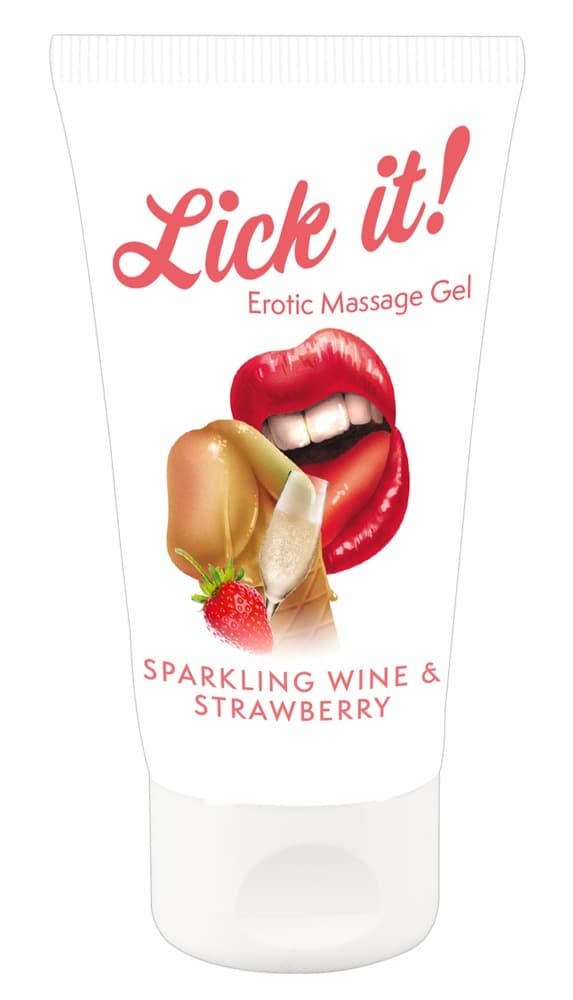 Gel Erotic Massage Gel Sparkling Wine and Strawberry med jordbær og champagne aroma - ORION Erotik Shop