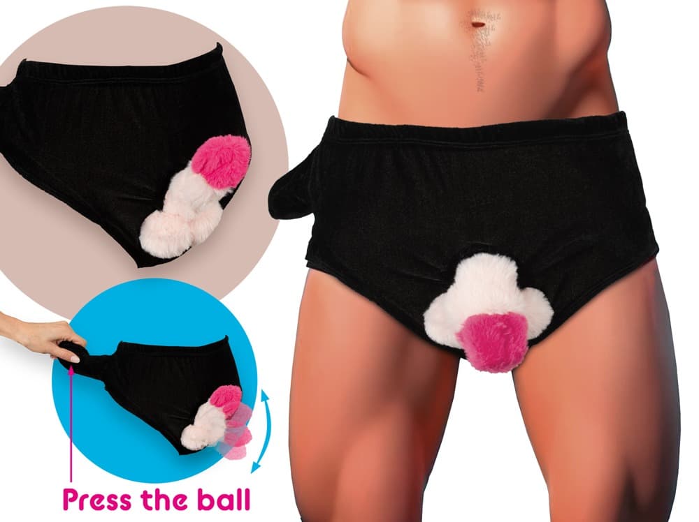 Gag-trusser med bevægelig plyspenis - ORION Erotik Shop