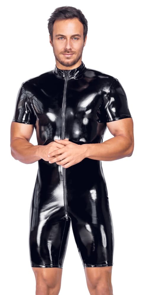 Lak-playsuit med 3-vejs lynlås - ORION Erotik Shop