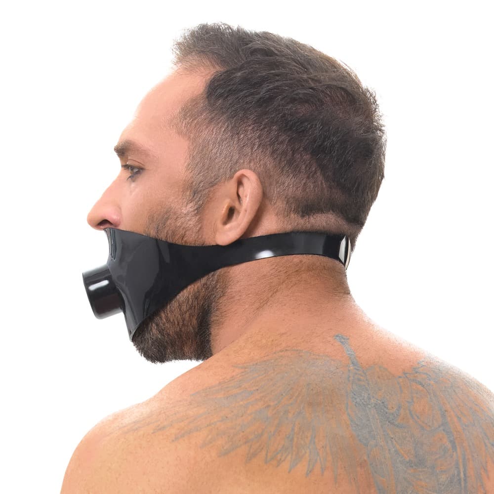 Latex-knebelmaske med mundrør