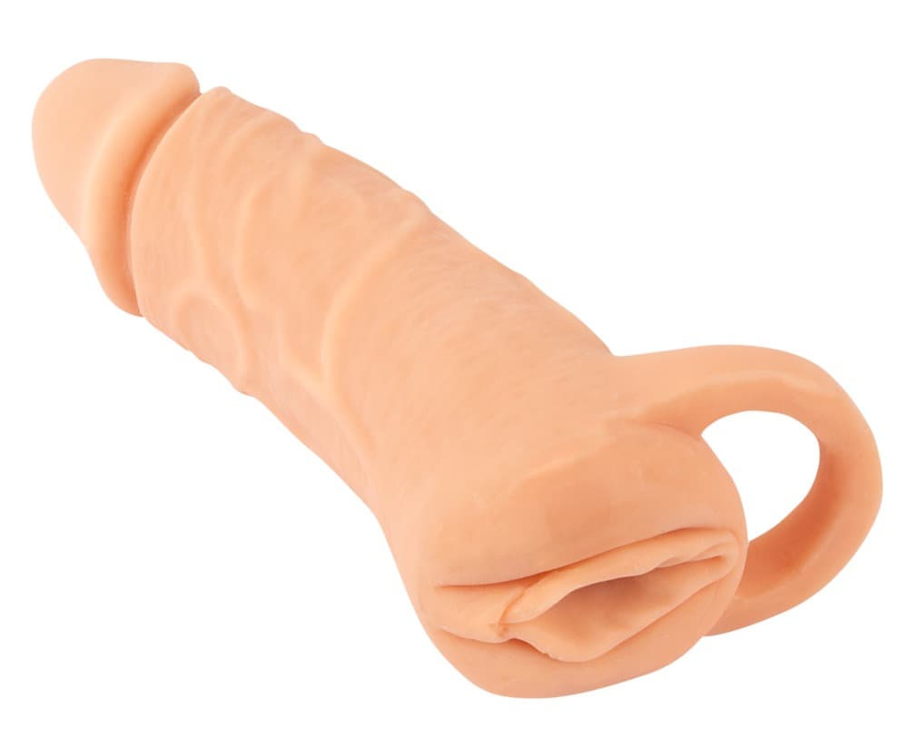 Penis sleeve "2in1 Extension + Masturbator" med testikelring - ORION Erotik Shop