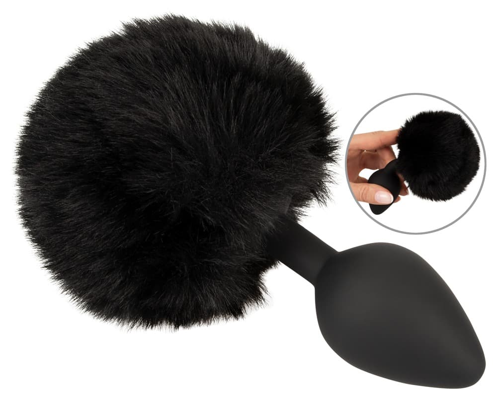 Anal plug "žfluffy tail size M" med pompon af imiteret pels - ORION Erotik Shop