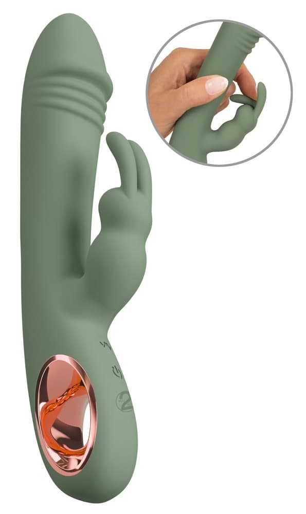 Rabbitvibrator "Slim Rabbit Olive" med 2 motorer - ORION Erotik Shop