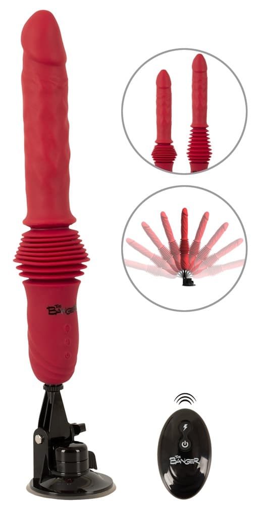 Stødvibrator "RC Double Thrusting Fucking Machine" med aftagelig sugekop - ORION Erotik Shop