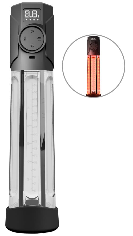 Penispumpe "Red Light Power" med rødlys-dybdevarme - ORION Erotik Shop