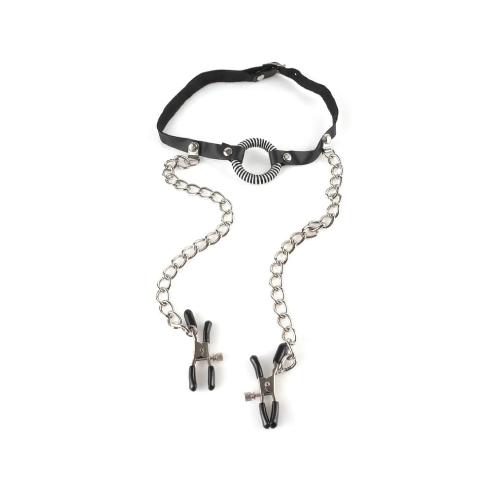 Fetish O-Ring Gag med Brystklemmer - Sexshop.dk