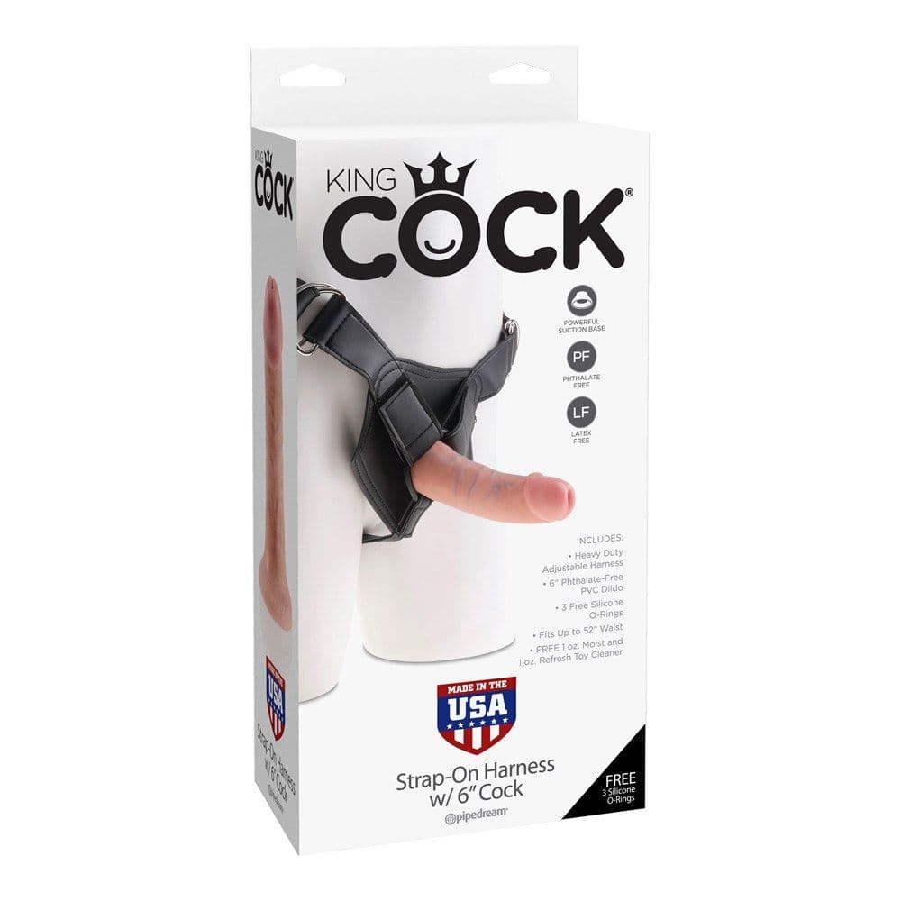 King Cock Strap-On Harness M/6" Dildo