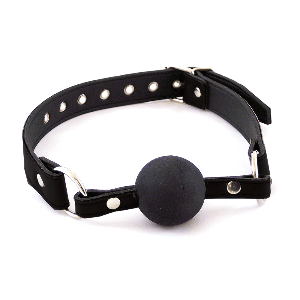 Luksuriøs Ball Gag i Læder med Gummikugle