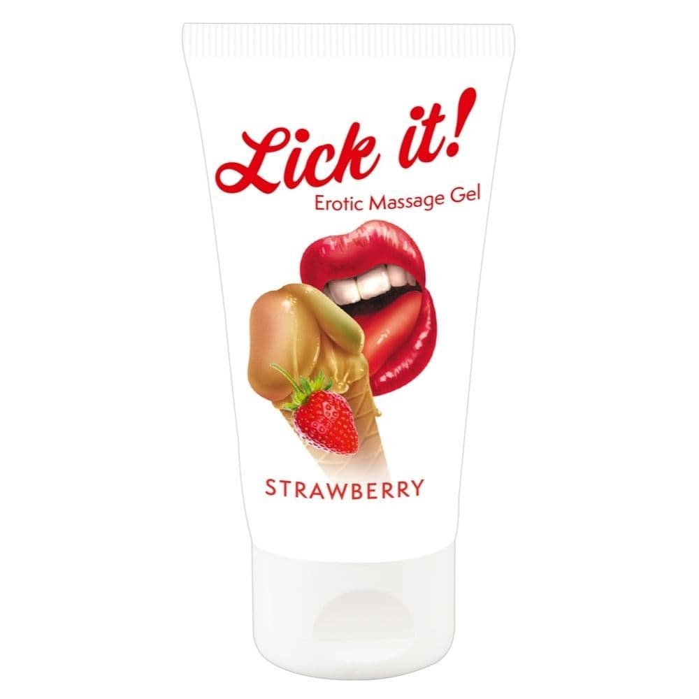 Lick it! Erotic Massage Gel-Jordbær - Sexshop.dk