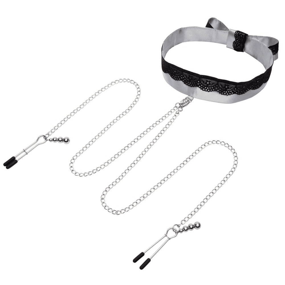 Fifty Shades of Grey Play Nice Satin Collar & Nipple Clamps