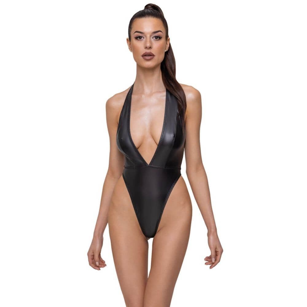 Cottelli - XL - Matlook Bodystocking med Dyb V-udskæring - Winkwink.dk