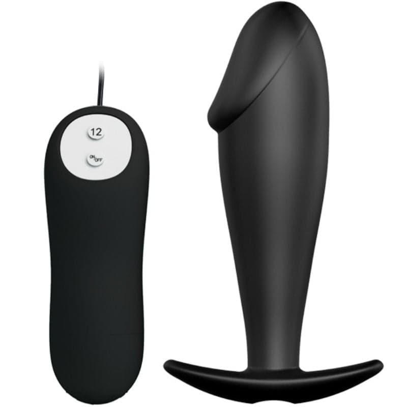 PRETTY LOVE BOTTOM SILICONE ANAL PLUG PENIS DESIGN 12 MODES OF VIBRATION - Nautii.dk