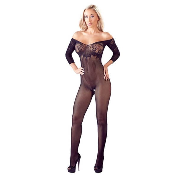 MANDY MYSTERY - FRÆK CATSUIT MED BLONDER & ÆRMER