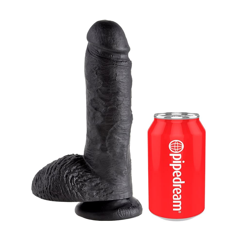 King Cock® Dildo Med Kugler 20 Cm Sort