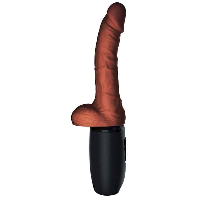 King Cock® Plus Thrusting Dildo med Kugler og Varme 19 cm Brun