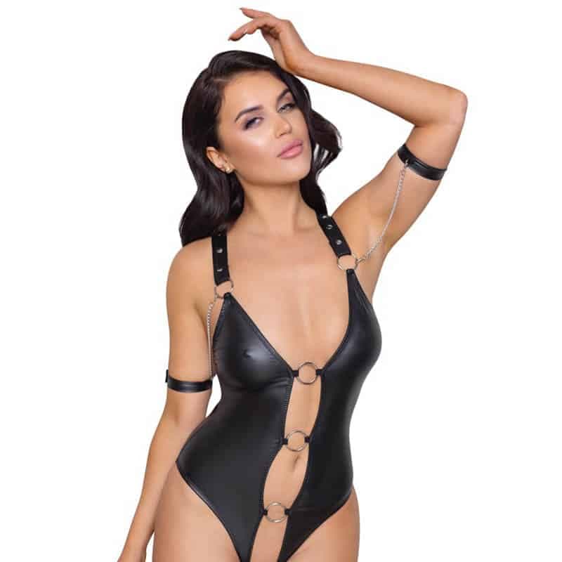 Cottelli Bondage Liva Bundløs Bodystocking Wetlook - L