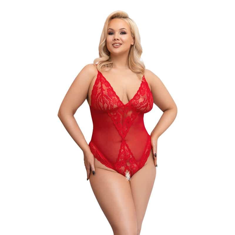 Cottelli Carolina Bundløs Bodystocking Rød - XXL
