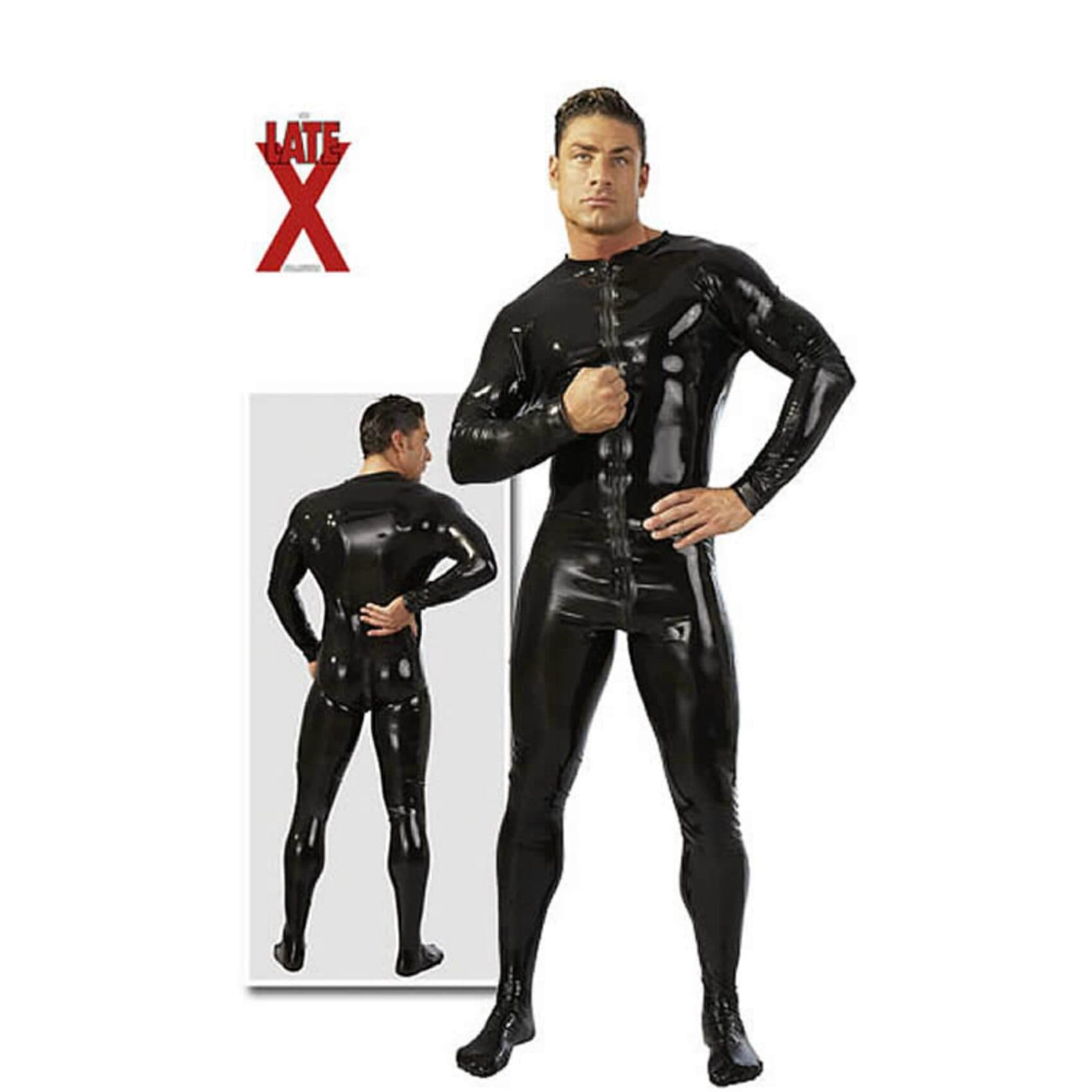Latex heldragt i sort til mænd