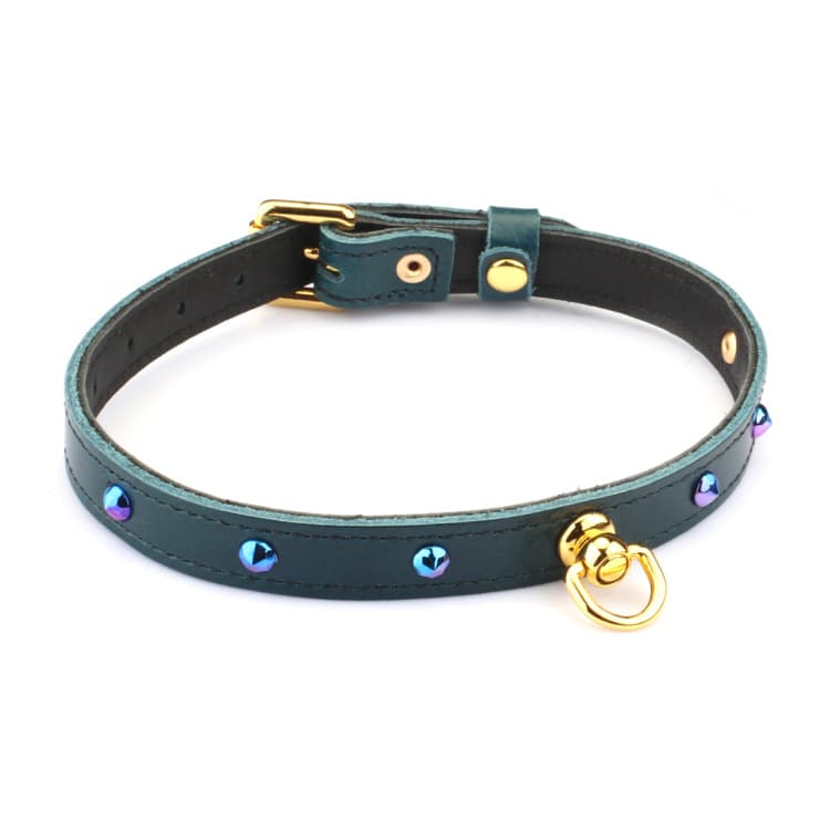 Liebe Seele Luksus Blå - Læder D-ring Choker