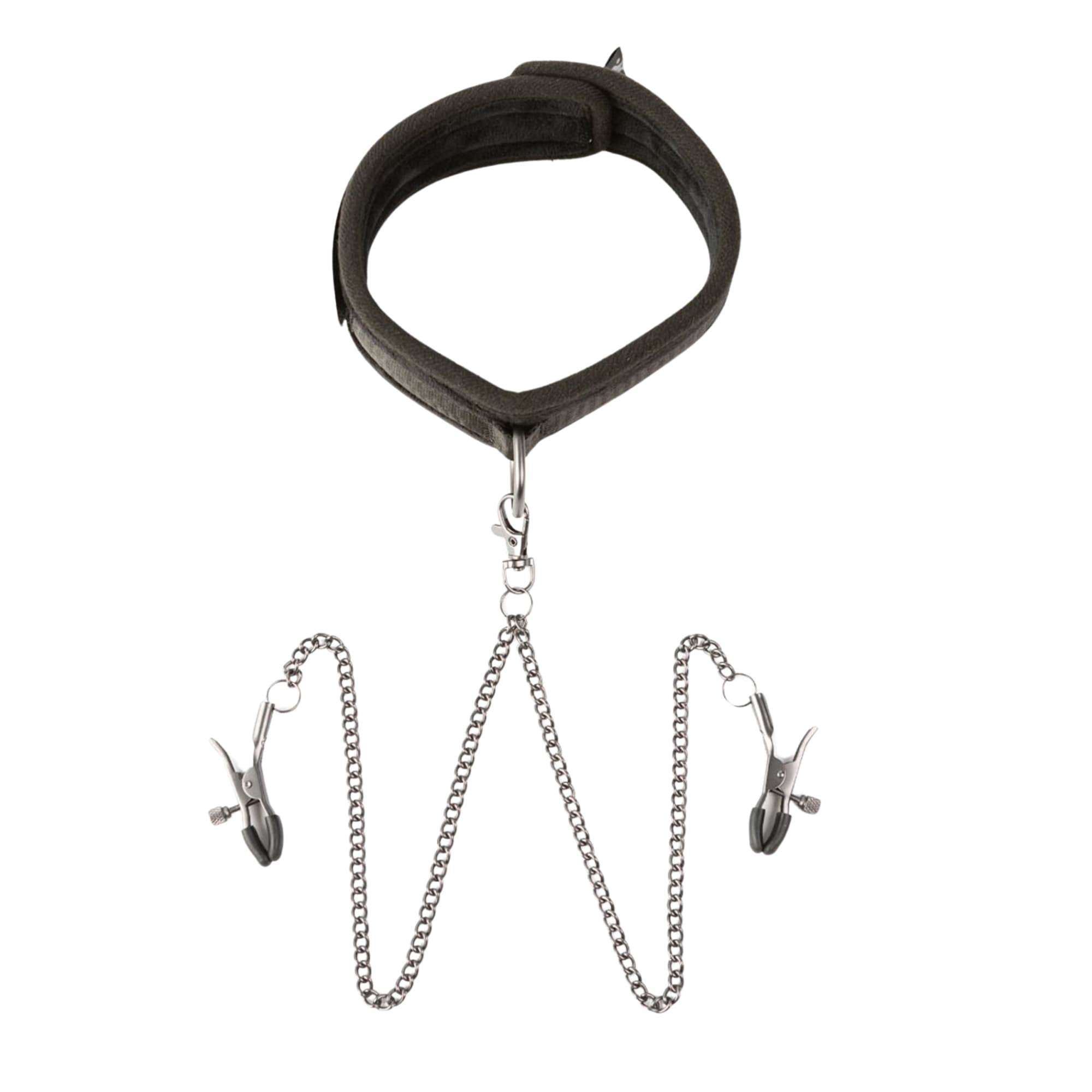 Sei Mio Twin Tweaks Velvet Collar with Nipple Clamps