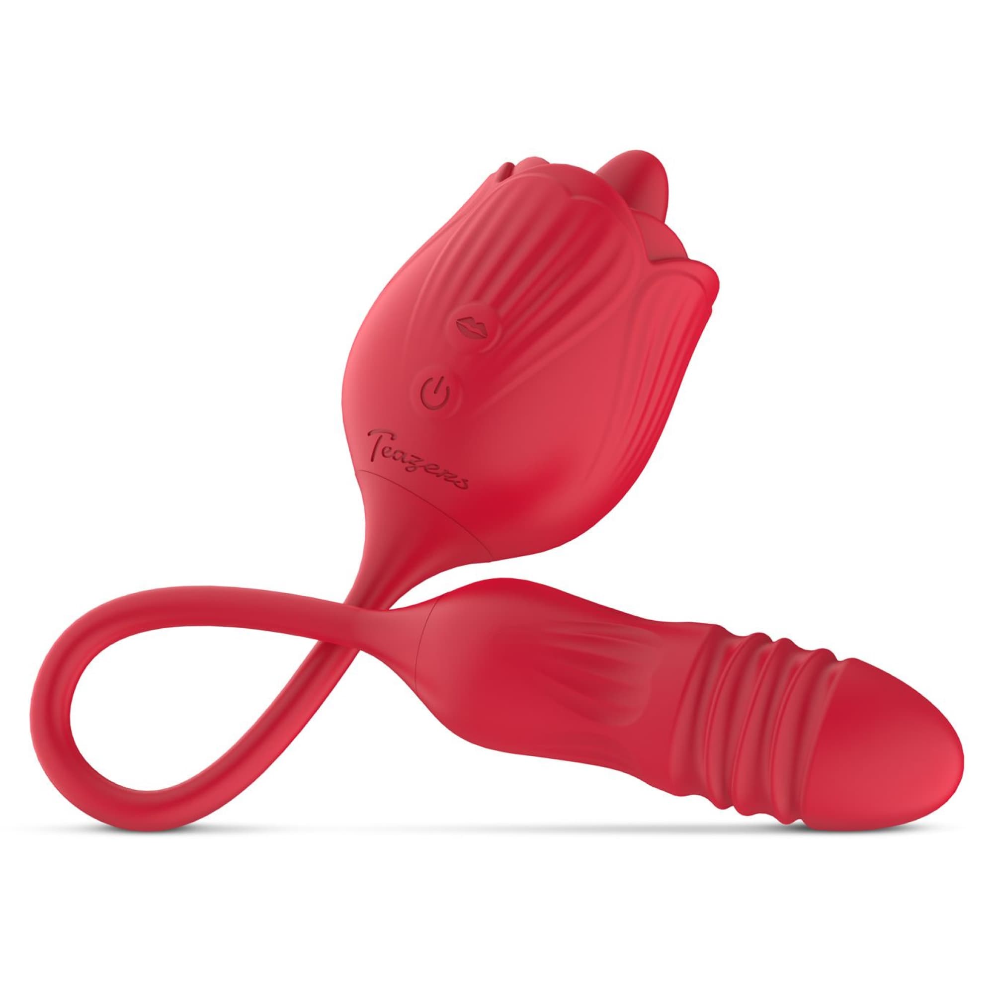 Teazers - Rose Thrusting Dildo Vibrator - Red