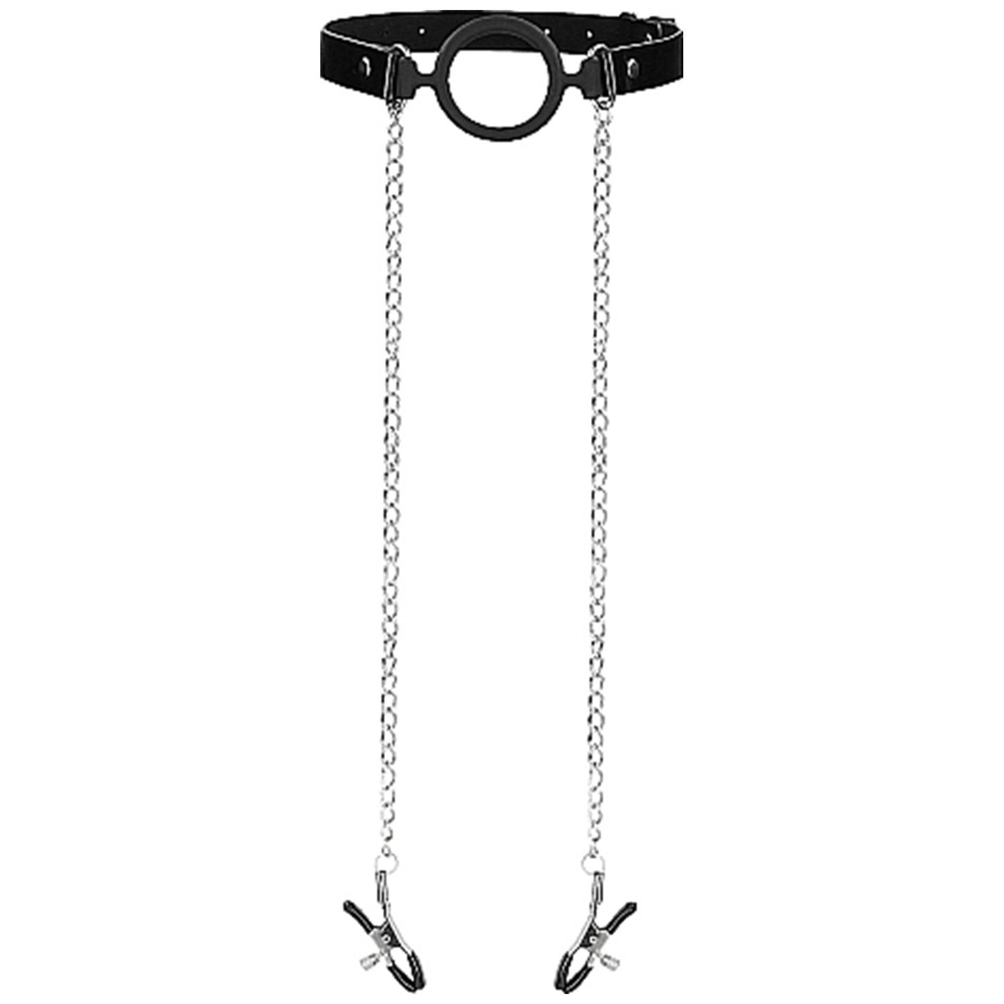 O-Ring Ball Gag w. Nipple Clamps