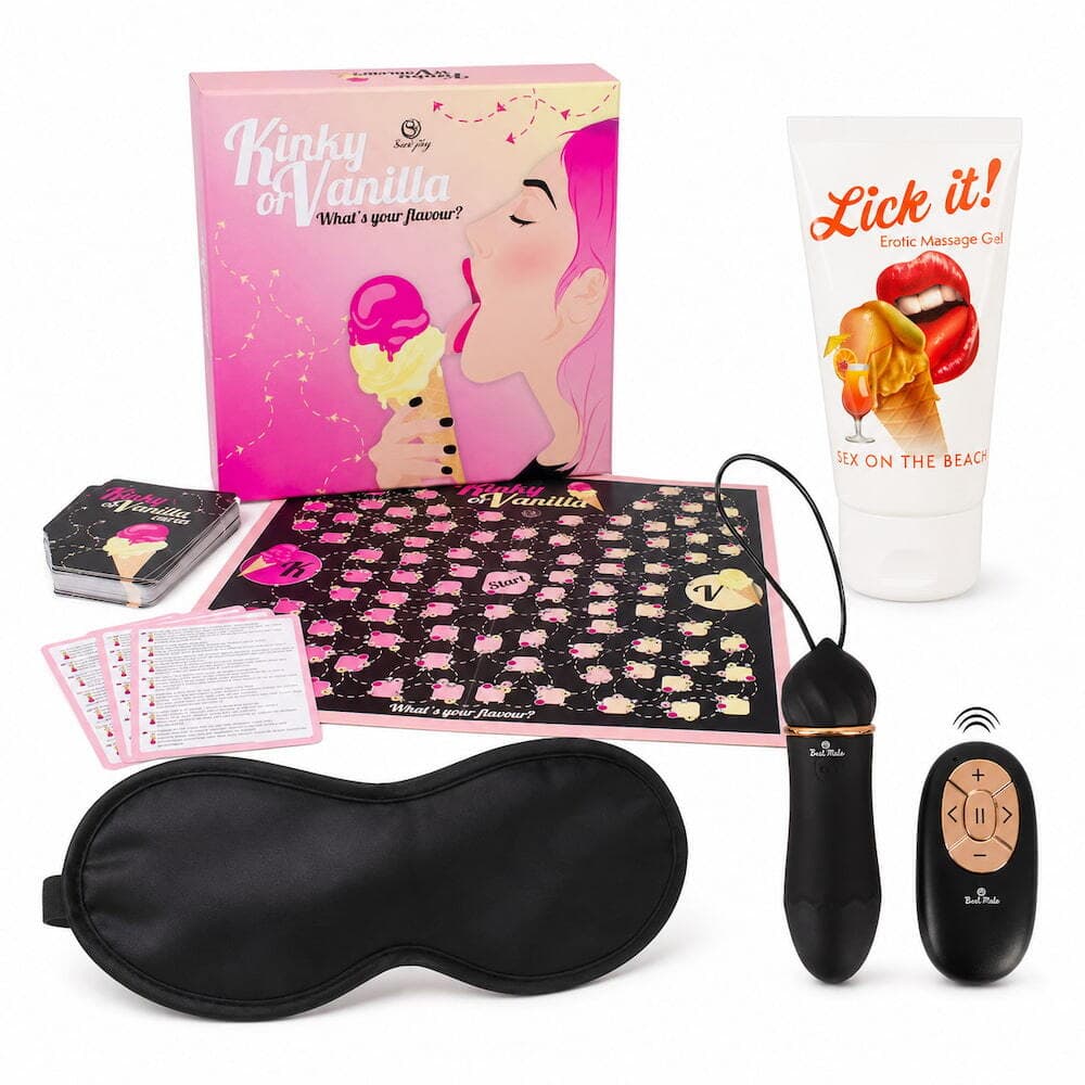 Your Move - Date Night-sæt med parspil, massagegel, øjenmaske og fjernstyret vibrationsæg