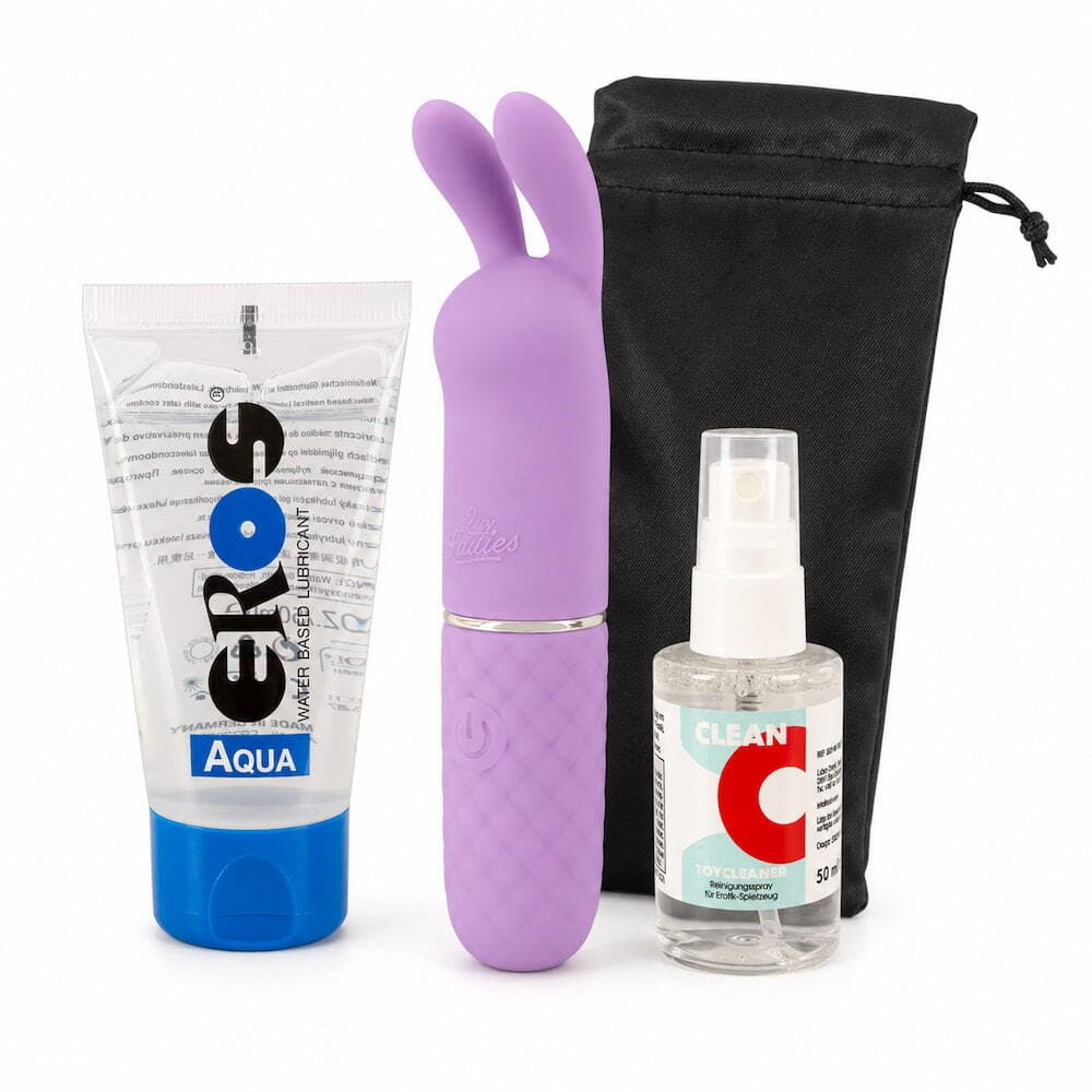 First Vibrations - startersæt med klitorisvibrator, glidegel, toyrens og toybag - ORION Erotik Shop