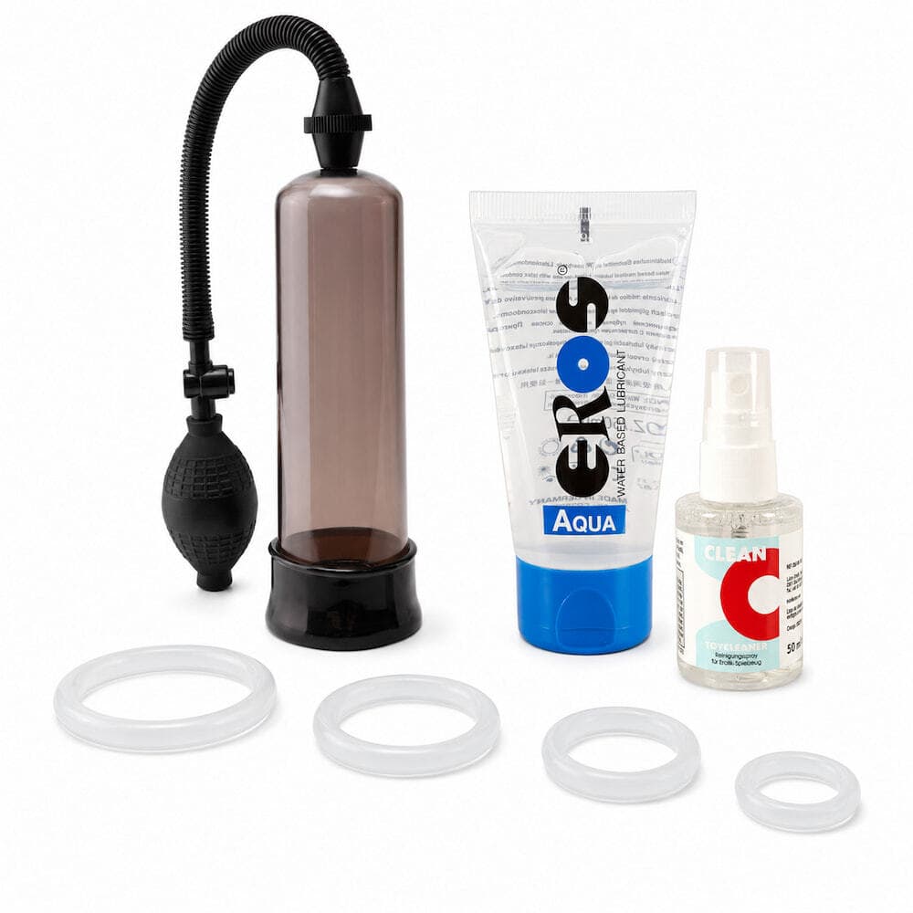 Pump & Hold - Performance Starter-sæt med penispumpe, 4 penisringe, glidecreme og toy cleaner - ORION Erotik Shop