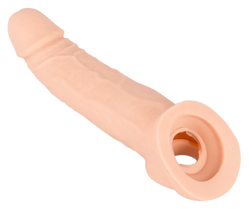 Penishylster "Penis Sleeve with Extension" med åbning for testikel, forstørrer om 5 cm - ORION Erotik Shop