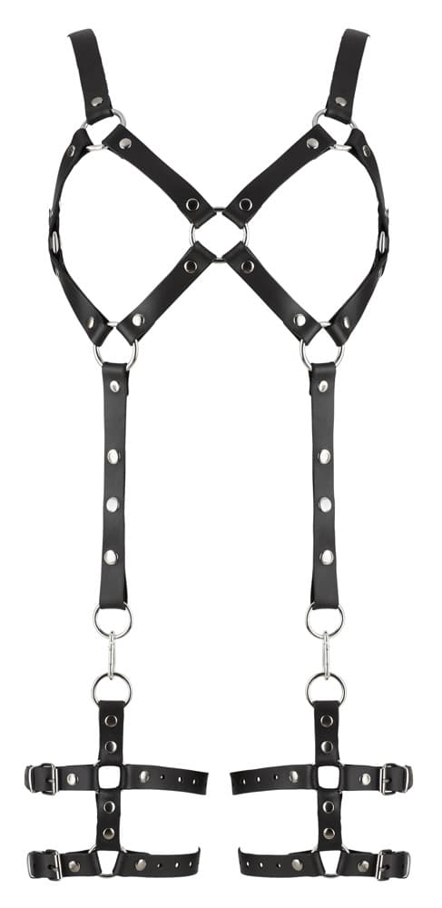 Harness i læder, med aftagelige benmanchetter - ORION Erotik Shop