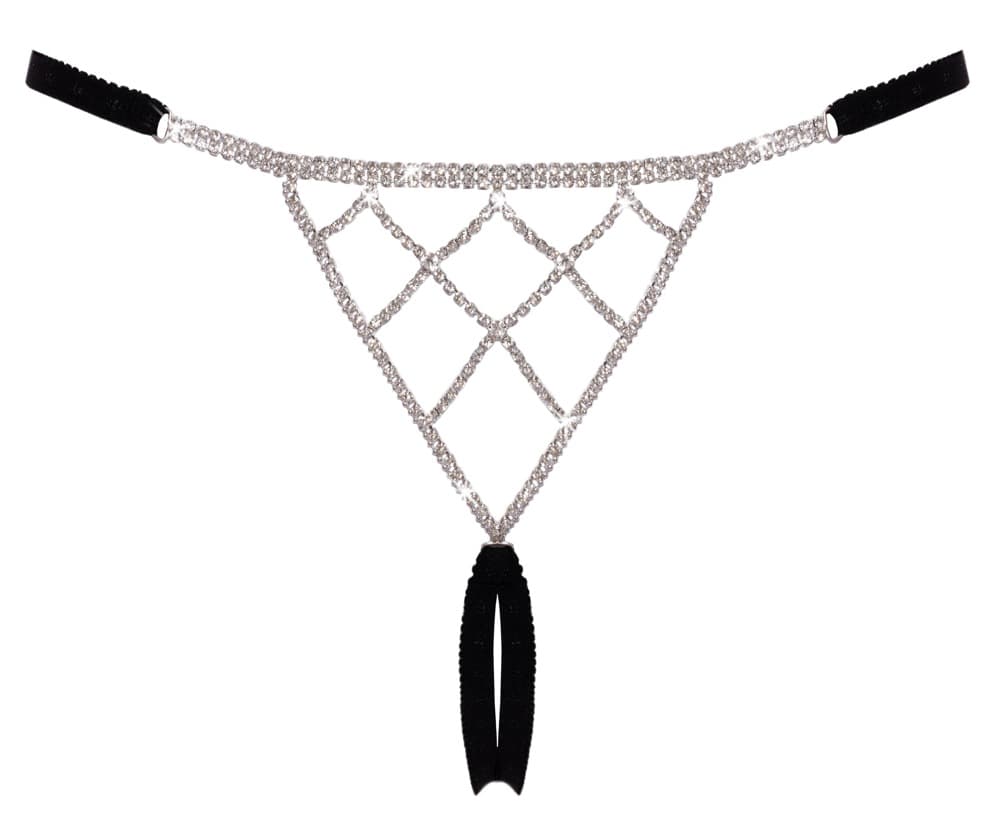 Skridtfri G-string med rhinsten