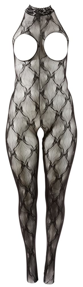 Bundløs catsuit af blødt diamantmønstret blonder