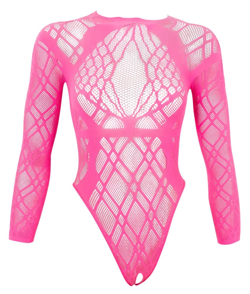 Ouvert bodysuit i blød mesh med vævet grafisk mønster