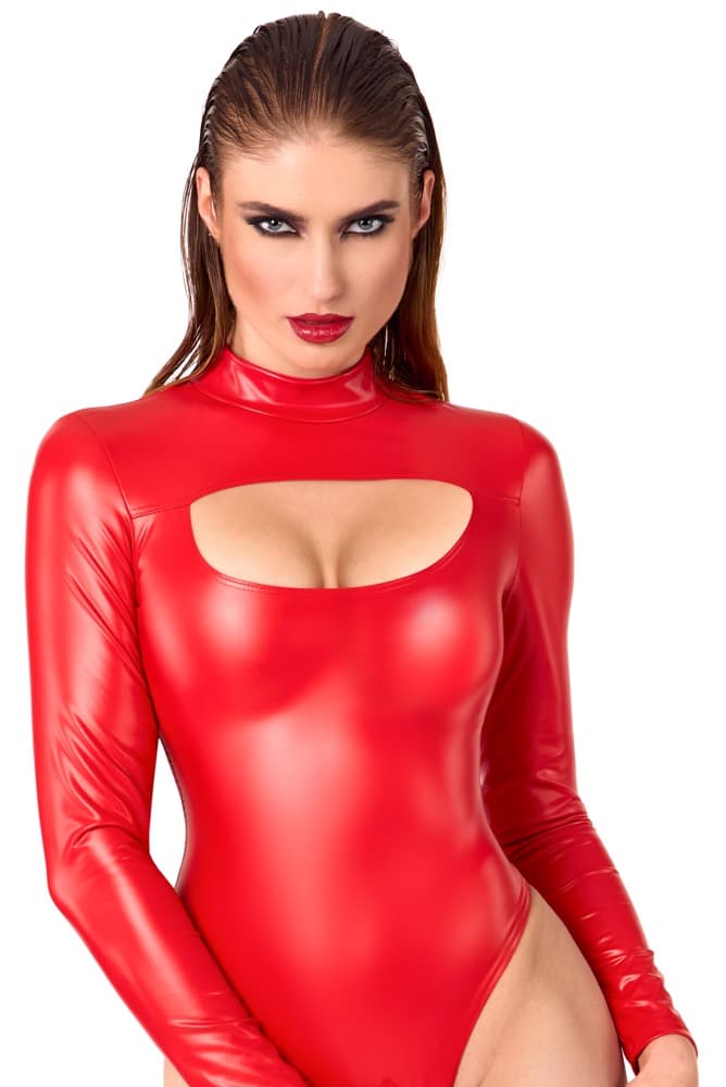 Body i rød powerwetlook - ORION Erotik Shop